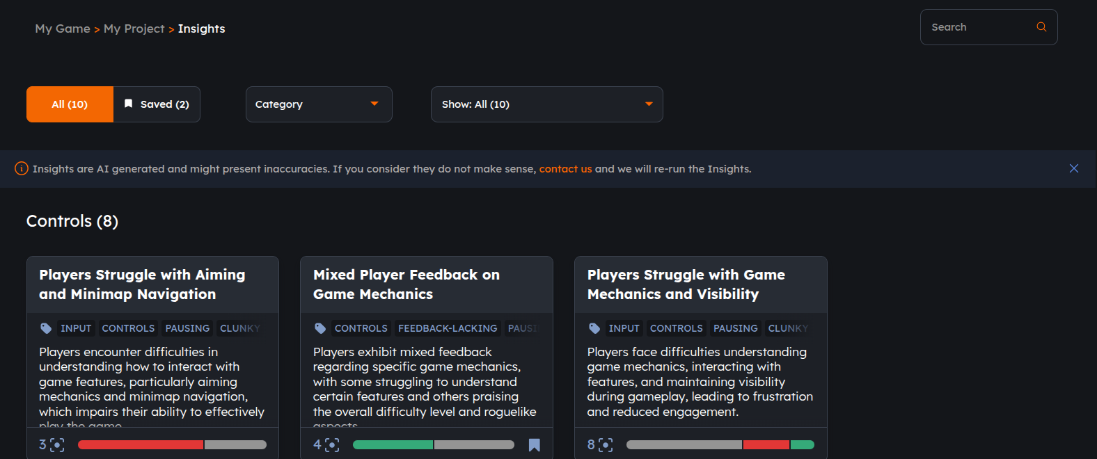 Insights panel interface