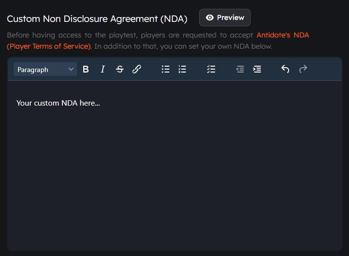 Custom NDA