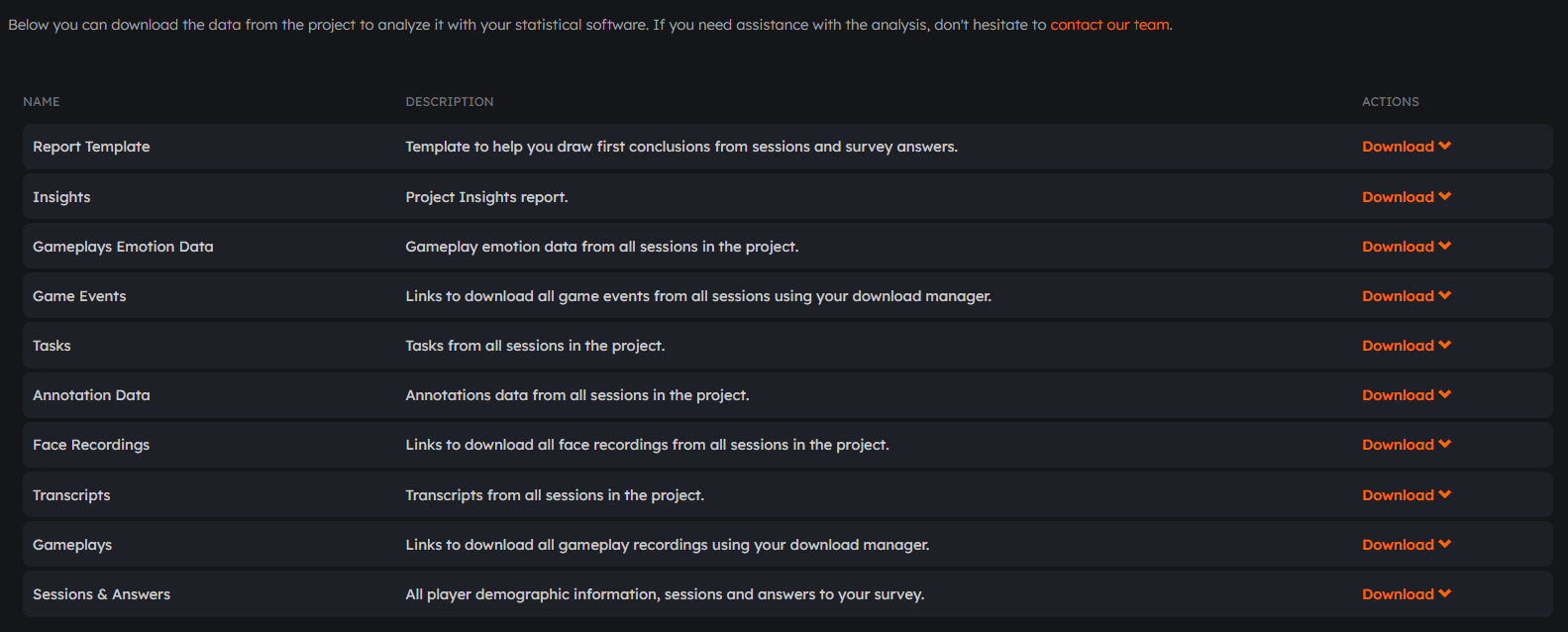 Project Exports