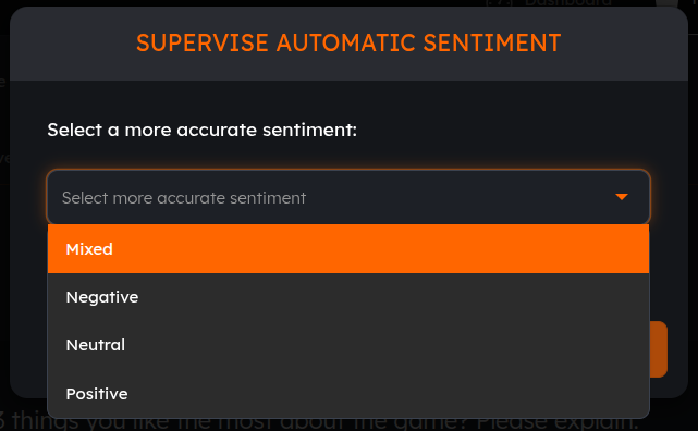Manually setting a sentiment